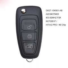 Aftermarket Remote Flip Key fob 433.92MHz 63+ chip for Ford Transit Custom 2012-2016 BK2T-15K601-AA/AB/AC A2C53435329