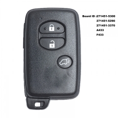 Smart Card Remote Key Fob for Toyota IQ Vitz Ractis Aqua Corolla Board ID: F433 A433 271451-3370 / 5300 / 5290