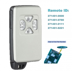 Remote Board ID: 271451-0500 / 0780 / 0111 / 6221 Smart Card Remote Car Key Fob for Toyota Alpha Previa Sienna RV4 Yaris Corolla 2005-2010