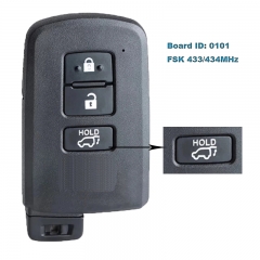 Board ID 0101, MDL BA2EQ Smart Prox Remote Key Fob 3 Buttons FSK 433MHz/ 434MHz for Toyota RAV4 RAV 4 2012 2013 2014 2015