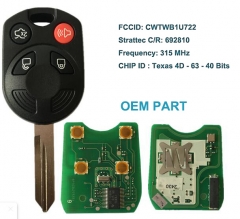 OEM Board Remote Key 4B Texas 4D63 40 Bits 315MHz Fob for Ford Expedition Mustang Taurus 2008-2011 FCCID: CWTWB1U722