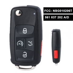 Aftermarket Flip Remote Key 315MHz  for VW Jetta Passat Golf Beetle CC GTI Touareg 2010-2016 PN: 561 837 202 A / 561 837 202 D,FCCID: NBG010206T