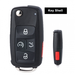 Flip Remote Key Shell Case 4+1Button with Panic for VW Jetta Passat Golf Beetle