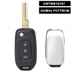 Replacement Flip Remote Key Fob 433MHz PCF7961M for Renault Kadjar Captur Megane 3 2013-2017 FCCID CWTWB1G767
