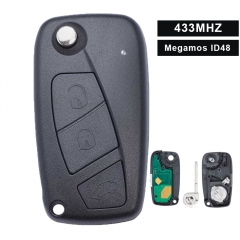 Flip Remote Key Fob 433MHz Megamos ID48 3 Button for Fiat Bravo Liena Stilo 2007 2008 2009