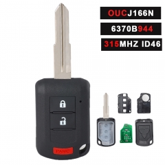 FCCID: OUCJ166N PN: 6370B944 315MHz ID46 Chip Remote Head Car Key 3 Buttons for Mitsubishi Lancer Outlander 2016 2017 2018 2019