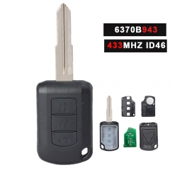 P/N:6370B943 3 Button Car Control for 2016 2017 2018 2019 Mitsubishi Lancer Remote Head Key 433MHZ 46 Chip