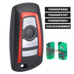 Red YGOHUF5662, YGOHUF5767, YGOHUF5661 Smart Remote Key Fob 4 Button 315MHz/433MHZ/868MHZ PCF7953 / PCF7945 for BMW F Chassis FEM / BDC CAS4 CAS4+