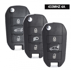 433MHz 4A Chip Flip Remote Key Fob 3 Button HU83/VA2 Blade for Peugeot 308 4008 for Citroen Aircross C3 C5 C6