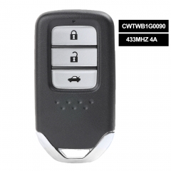 CWTWB1G0090 3 Button Smart Card Remote Auto Car Key 433MHz 4A Chip for Honda Accord 2018 2019