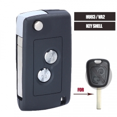 Modified Flip Remote Key Shell 2 Button for Peugeot 107 207 307 for Citroen C2 C3 C4 Xsara Saxo HU83/VA2
