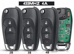 433.92MHz With 4A Chip Flip Remote Key FOB 2/3/4 Buttons For Chevrolet Cruze Spark Sonic Tracker Onix RS 2015