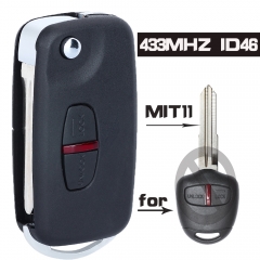 Mofiied Flip Remote Key 2 Buttons 315/433MHz for Mitsubishi Mirage 2012 2013 2014 2015 2016