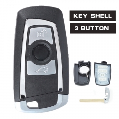 Replacement Smart Remote Key Shell Fob 3 Button for BMW New 5 Series (Silver Small Key)