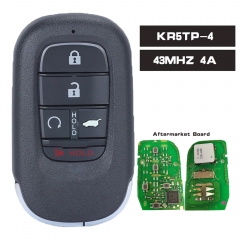 Keyless Go Smart Remote Key FSK 433.92MHz 4A Chip Fob for Honda Civic HR-V 2022 2023 FCCID: KR5TP-4  HO01