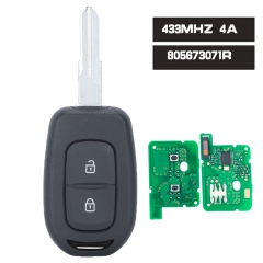 433MHz PCF7961 4A Chip Remote Key Fob 2 Button for Renault Duster Dokker Trafic Master 2013 2014 2015 2016 2017 998101619R, 805657288R , 805673071R