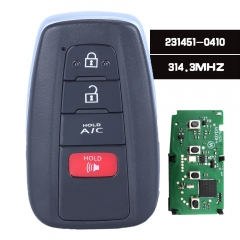 Board ID: 231451-0410, 0410  , HYQ14FBE Smart Remote Key FOB 314.3MHZ 8A Chip for Toyota Prius Prime 2017 - 2021