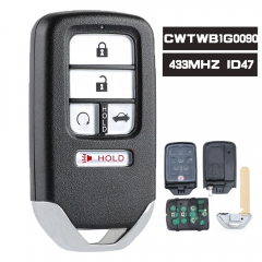 CWTWB1G0090 Smart Remote Key Keyless FOB 433MHz 5 Button for Honda Accord 2018 2019 2020 2021