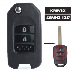 Upgraded Flip Remote Key Fob 433MHz ID47 for Honda Civic City B-RV Crider 2013 2014 2015 2016