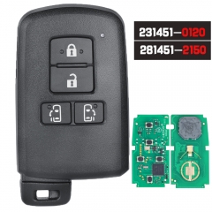 Board ID: 231451-0120 / 281451-2150 Smart Remote Key 4 Button Fob 312MHz / 314.3MHz for Toyota Alphard Vellfire Esquire Noah Sienta Voxy