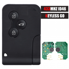 Keyless Go Hands Free 433MHz ID46 PCF7943 Key Card for Renault Megane 2 Scenic 2 Clio 2 Car Smart 3 Buttons FOB BCM