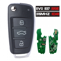 8V0 837 220 E / 8V0837220E 3 Button Smart Key Keyless Flip Remote Fob 315MHz ID48 Chip for Audi A3 S3 2012 2013 2014 2015 2016 2017