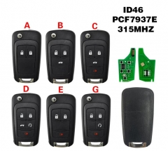 315MHZ ID46 PCF7937E /7937 Car Remote Key  2B/3B/4B/5B Fob for  Chevrolet Cruze Aveo Epica Lova Camaro Impala Trax Orlando