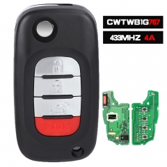 Aftermarket Flip Remote Key 3+1B Fob 434MHz 4A for Benz Smart Fortwo 453 Forfour 2015-2017 CWTWB1G767