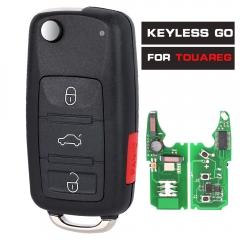 3D0 959 753 AG Keyless Go Function Flip Remote Car Key Fob 3 +1 Button 315MHz /433MHz ID46 for VW Volkswagen Touareg Phaeton 2002-2010