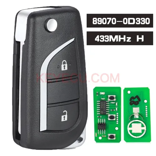 P/N: 890700D330 , 89070-0D330 Flip Remote Key 433MHz H Chip 2 Button for Toyota Aygo Yaris 2014 2015 2016 Fob P/N: 890700D330 , 89070-0D330 Flip Remote Key 433MHz H Chip 2 Button for Toyota Aygo Yaris 2014 2015 2016 Fob