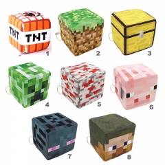 My World Plush Cube Stuffed Block Toys with Keychains 10cm/4Inch