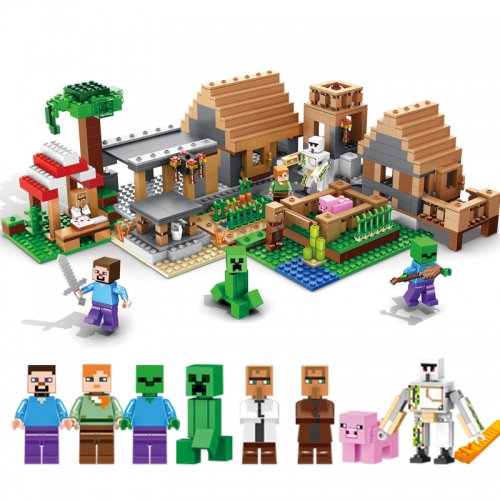 My World Large Village Compatible Building Blocks Mini Figures Toys 838Pcs Set JX30051
