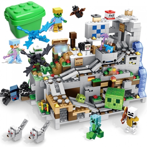 My World Compatible Cave Mine with Trap Building Blocks Mini Figure Toys 1000Pcs in Bucket A0003