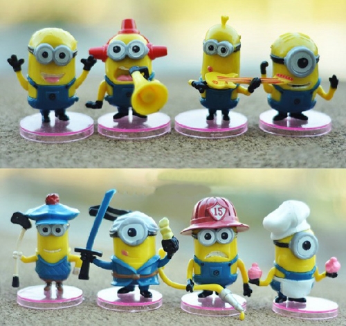 8Pcs DESPICABLE ME 2 The Minions Action Figures PVC Model Toys with Stands 6cm/2.4Inch