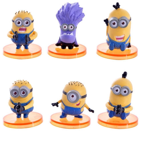 6Pcs DESPICABLE ME 2 The Minions Action Figures PVC Toys with Stands 4cm/1.6"