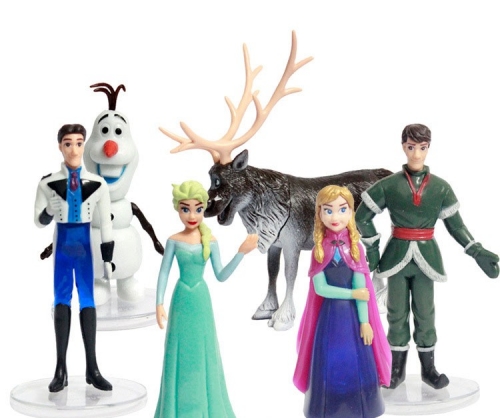 6pcs/Lot Frozen Action Figures PVC Toys with Standing Boards 4inches Tall