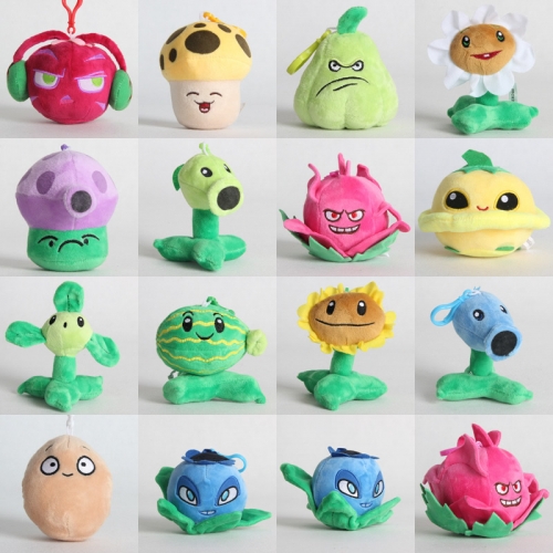 Plants vs Zombies Plush Toys Stuffed Dolls Mini Size with Keychains 10cm/4Inches