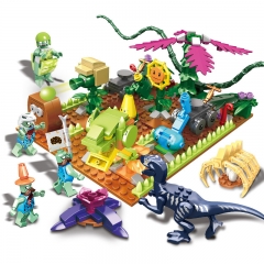 Plants Vs Zombies Compatible Building Blocks Mini Figure Toys The Intrusion of Dinosaur 417Pcs JX90072