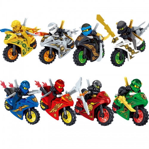8Pcs Set Ninjago Compatible Block Mini Figure Toys with Motorcycles 31050