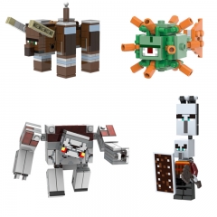 My World Pillager Ravager Guardian Redstone Golem Building Blocks Compatible Mini Figures Toys 4Pcs Set 81022