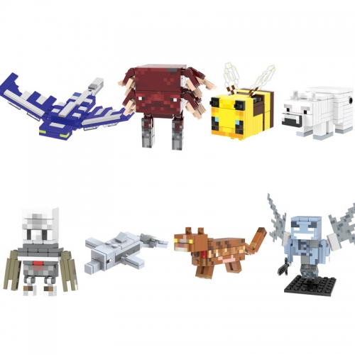 8Pcs Set My World Compatible Building Blocks Mini Figure Toys Phantom Strider Bee X0301