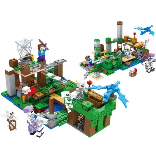 My World Building Blocks The Skeletons Attack 2-In-1 Scenes Mini Figures Kids Toys 609Pcs JX30081
