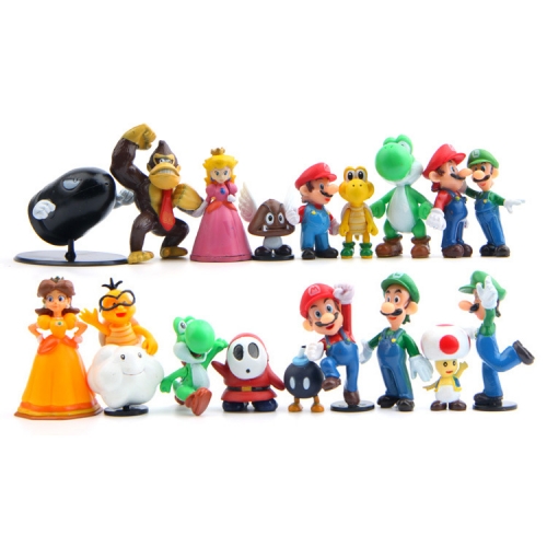 18Pcs Super Mario Action Figures Mini PVC Toys 4-6.5cm/1.6-2.6Inch Tall