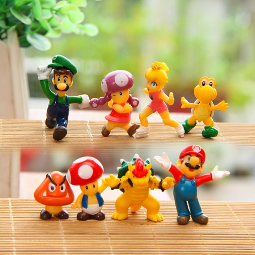 8Pcs Super Mario Action Figures Mini PVC Toys 2.5-5cm/1-2Inch Tall