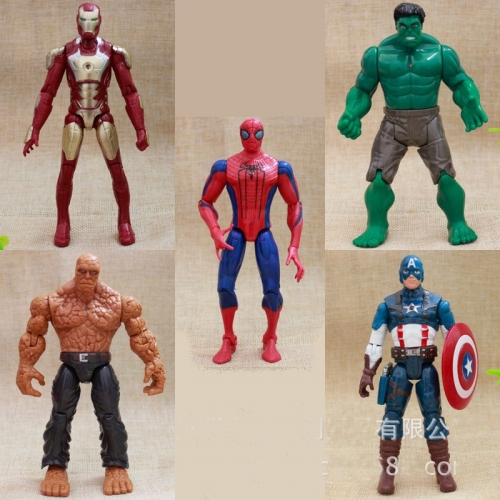 5Pcs Marvel's The Avengers Action Figures Iron Man Hulk Spiderman PVC Toys 16cm/6.3inch Tall