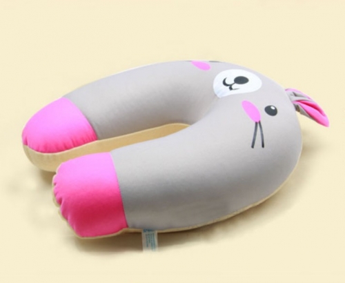 Comfort Foam Particles U Neck Travel Pillow Cute Cartoon Pattern - Rabbit