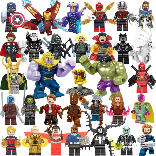 32Pcs Super Heroes Batman Spiderman Hulk Iron Man Thanos Infinity Gauntlet Compatible Building Blocks Mini Figure Toys