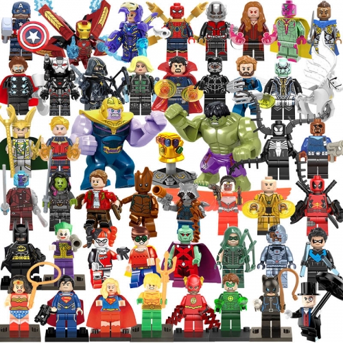 48Pcs Super Heroes Batman Spiderman Hulk Iron Man Captain America Thanos Building Blocks Mini Figure Toys