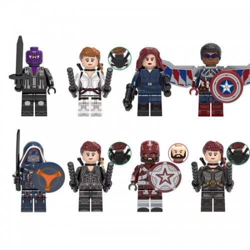 8Pcs Super Heroes Black Widow Falcon Taskmaster Compatible Building Blocks Minifigures Toys X0272 (1378-1385)