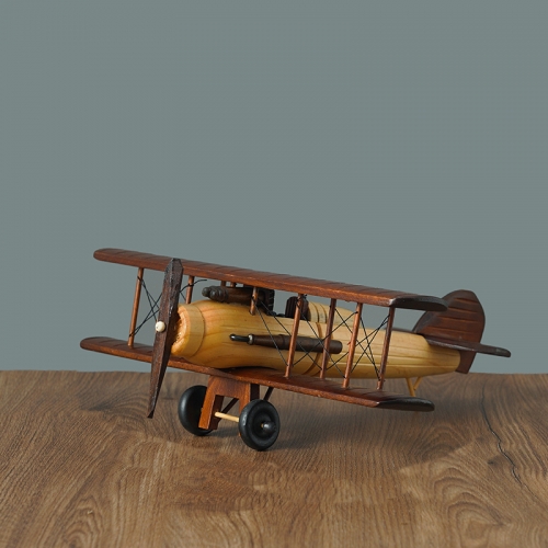 12 Inches Handmade Wooden Retro Classic Biplane Models Decorations